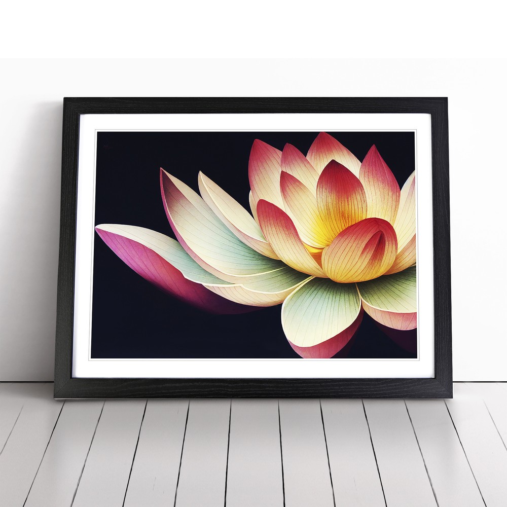 Bright Lotus Flower Wall Art Print Framed Canvas Picture Poster Decor