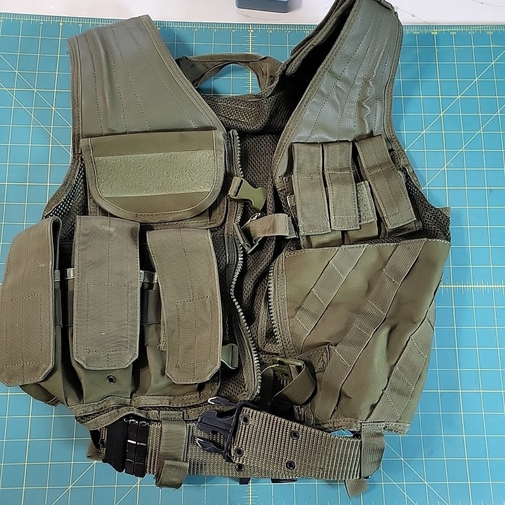 Heavy Duty Military Assault Cross Draw MOLLE Tactical Vest OD OLIVE GREEN