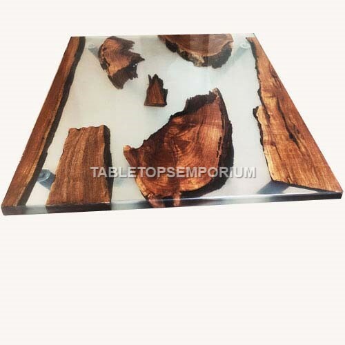 Sofá de mesa de resina transparente epoxi centro interior acacia muebles de madera decoraciones