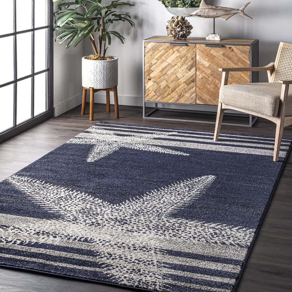 nuLOOM Thomas Paul 4x6 Blue Starfish and Striped Area Rug