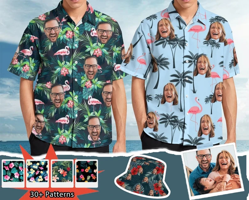 Custom Photo Text Hawaiian Shirt Personalized Aloha Beach Summer Gift