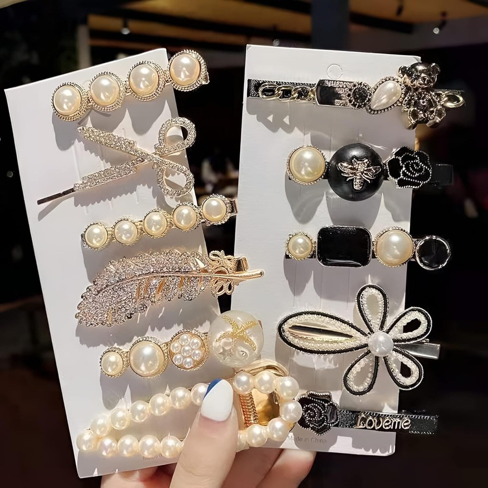 Fashion Style Pearl Rhinestone Metal Hair Clips Hair Pin Stylish Hair Accessorie