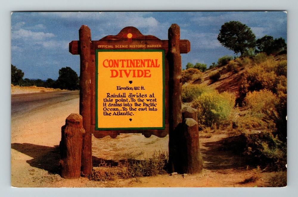 NM-New Mexico, Continental Divide, Outside Sign, Vintage Postcard