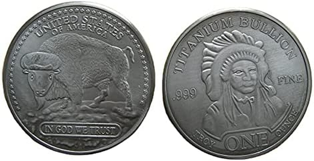 Titanium Bullion Round - 1 Oz American Buffalo .999 Fine Coin