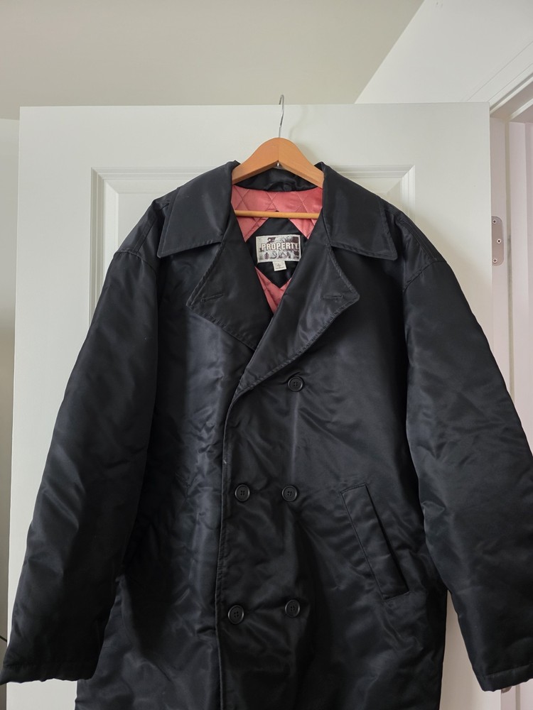 Vintage Property Over Coat Mens L Nylon Dark Academia Business Goth