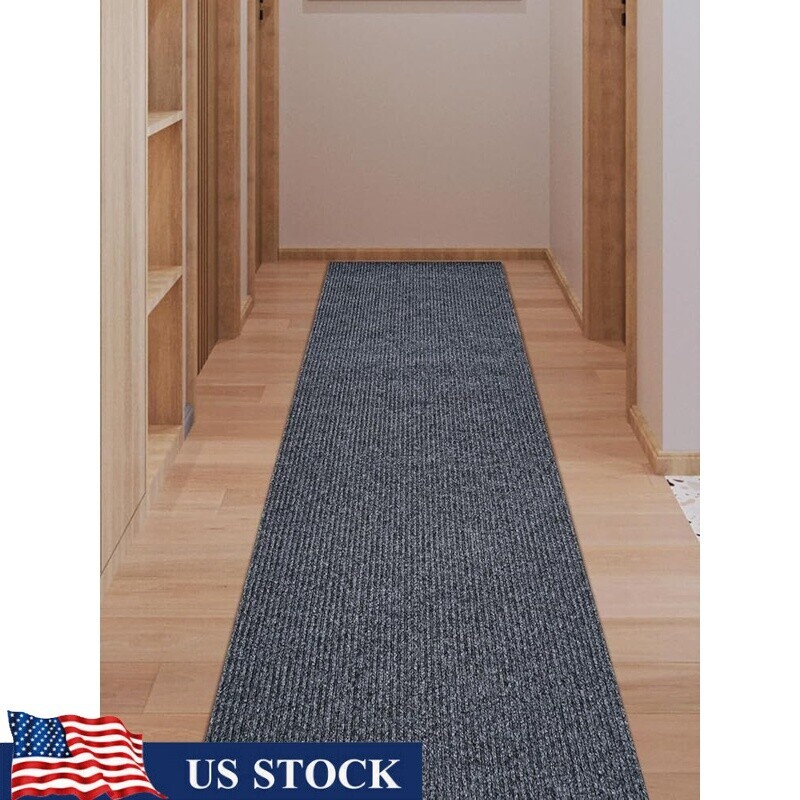 Non-Slip Waterproof Indoor Outdoor Runner Rug - Custom Size Grey Carpet Mat