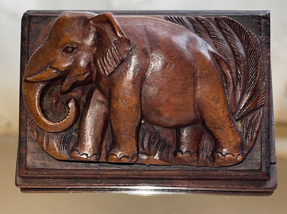Antique RARE VTG Hand Carved Wooden Elephant, Paper Weight ,Collectible