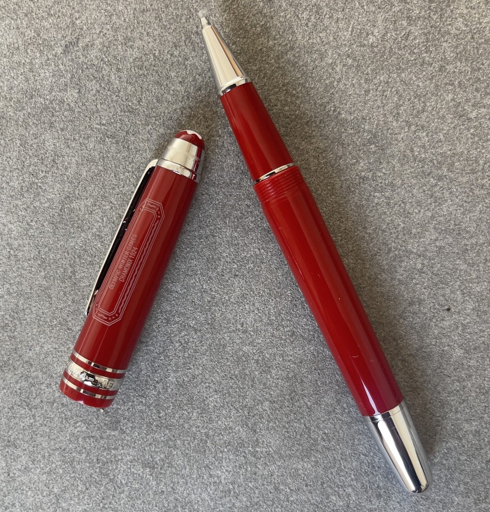 Deluxe Olympic Chamonix Resin Series Red+Silver Color 0.7mm Rollerball Pen