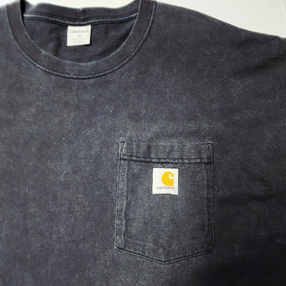 Vintage 90s Carhartt 1996 K87 Thrashed Pocket T Shirt XL Black Faded Distressed