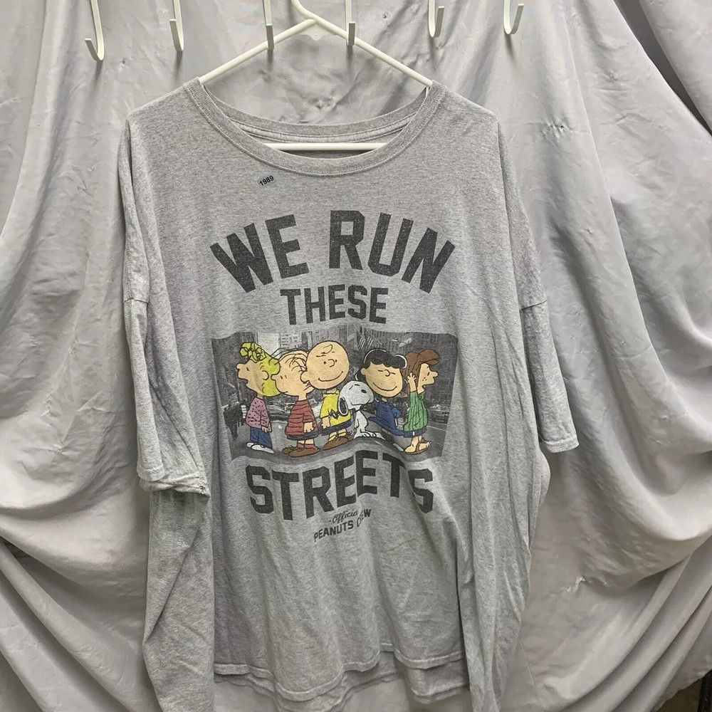 Peanuts Shirt Adult 5XL Grey Short Sleeve Graphic Print We Run These Streets Men
