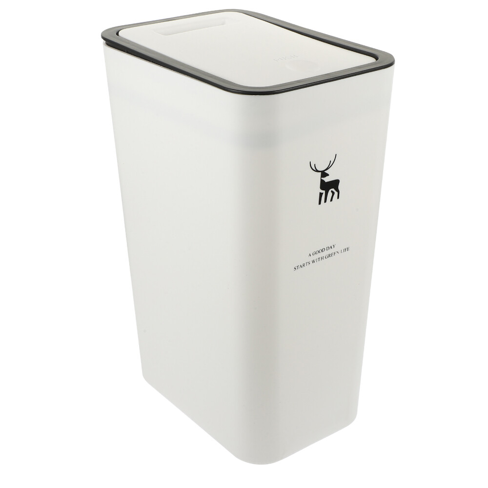 Push Type Trash Can Kitchen Bathroom Trash Can with Lid Garbage Wastepaper Bin