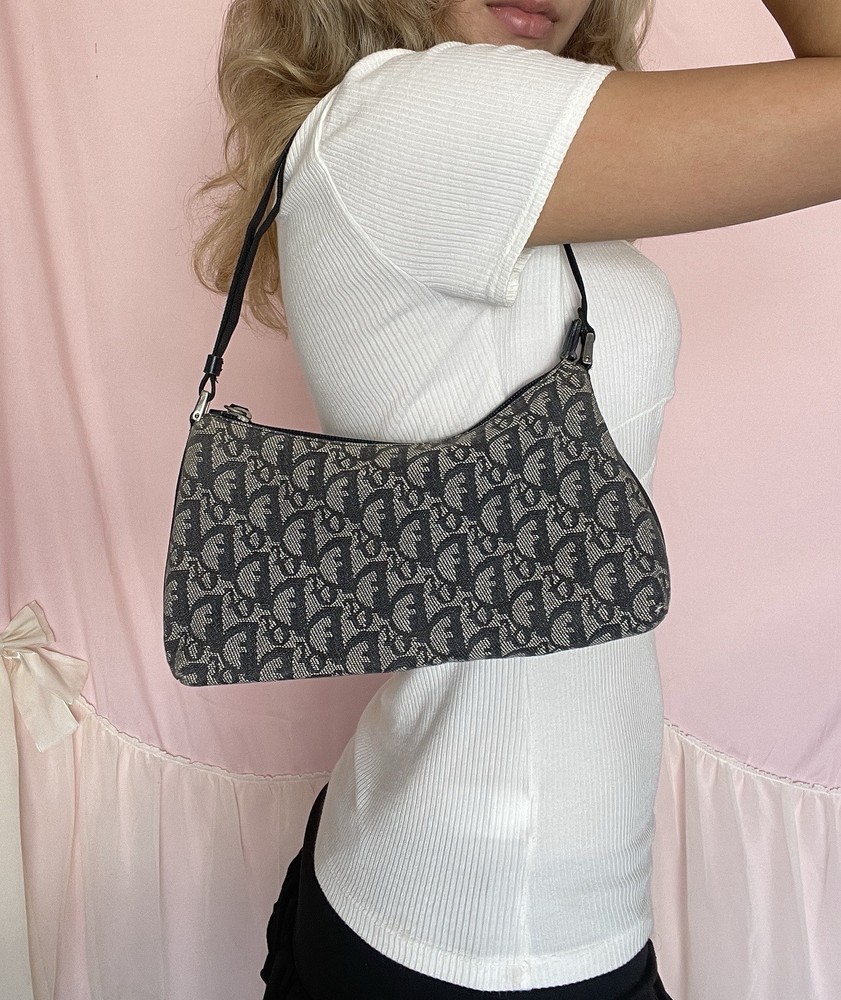 Vintage Dior Trotter monogram shoulder bag with logo
