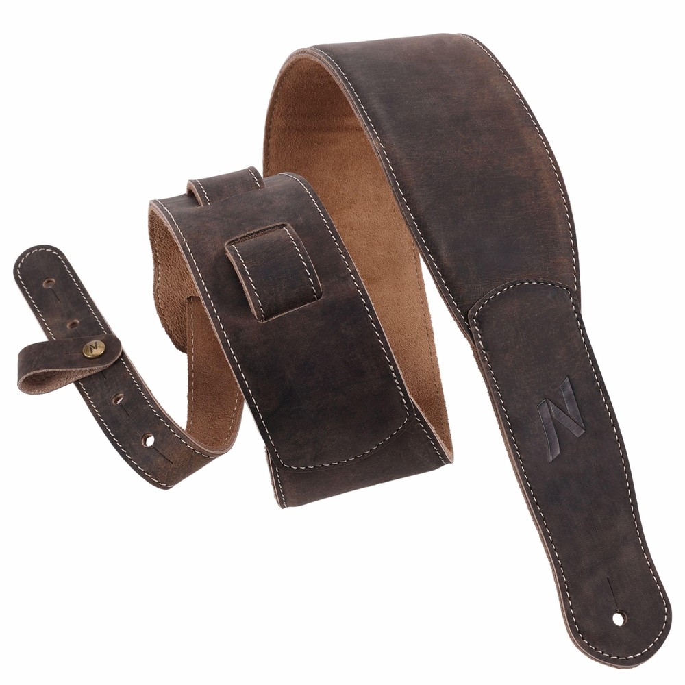 3-Inch Guitar Strap, Full Grain Leather with Foam Padding and Cable Organizer...