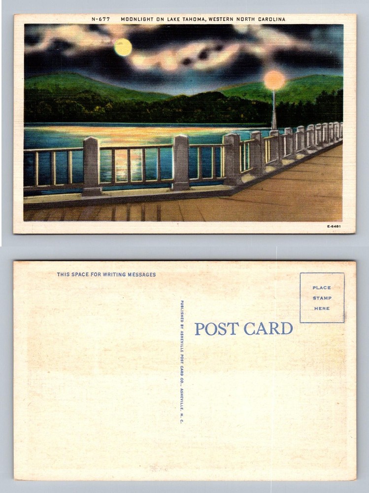 Lake Tahoma, NC-North Carolina, Moonlight Scenic View PC Vintage Postcard