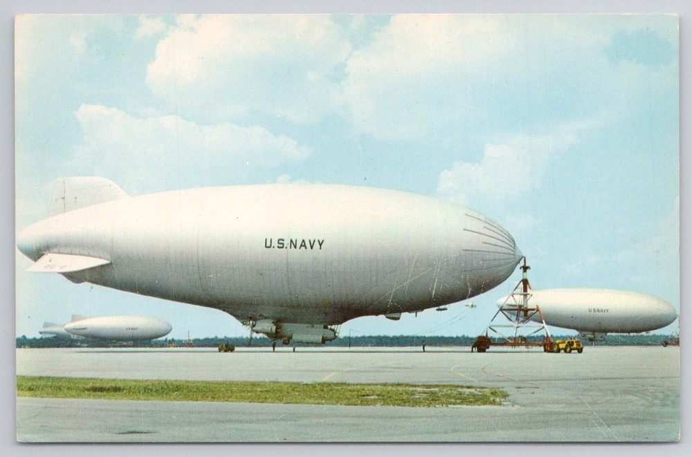 US Navy Blimps Airships Daytona Beach Florida Vintage Postcard Dexter Press