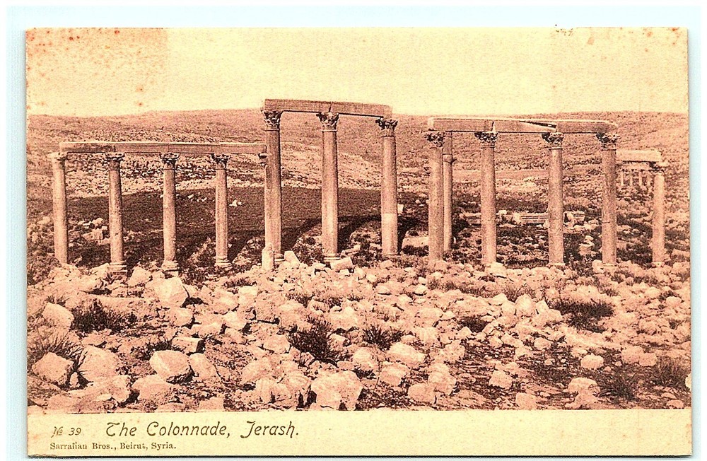 S03-6000, Teh Colonnade, Jerash, Syria, Antique Postcard