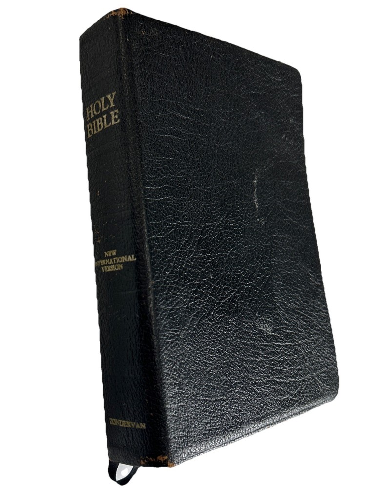 1978 Zondervan NIV Holy Bible Gen. Cowhide 2nd Printing Single Column Black Maps