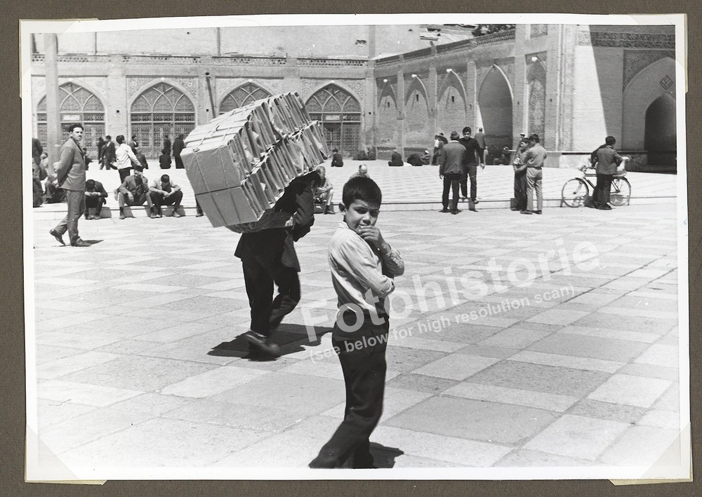 Photo Tehran Young Burden Bearer Mosque Court Iran 1960s