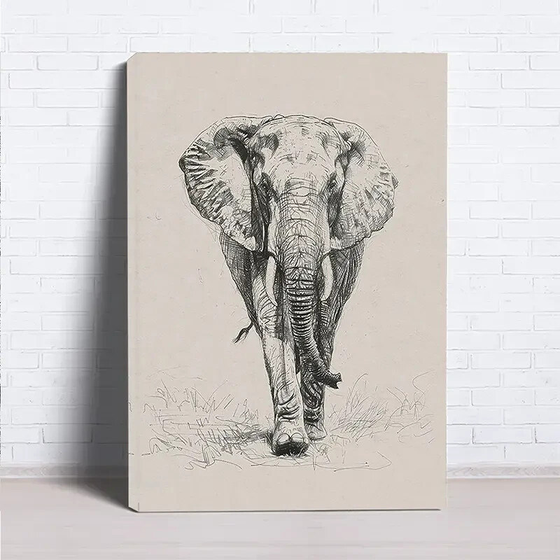 Vintage Elephant Wall Art  Canvas Unframed/Framed