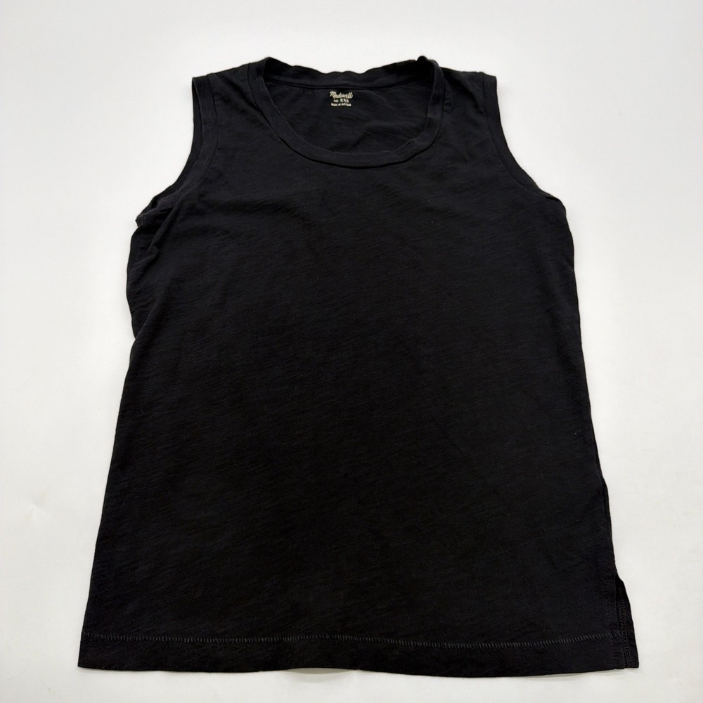 Madewell Tank Top Women 2XS Black Solid 100% Cotton.#43518