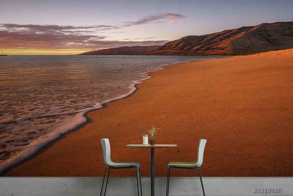 3D Sea Beach Sunset Landscape Wall Murals Wallpaper Murals Wall Sticker