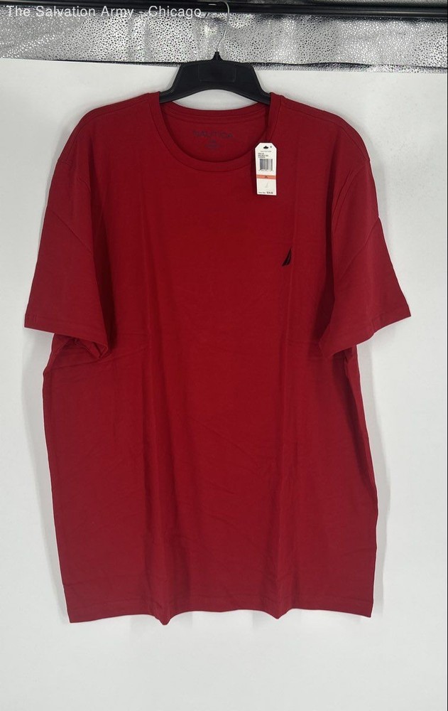 Nautica Mens Red Cotton Round Neck Short Sleeve Pullover T-Shirt Size 3XL
