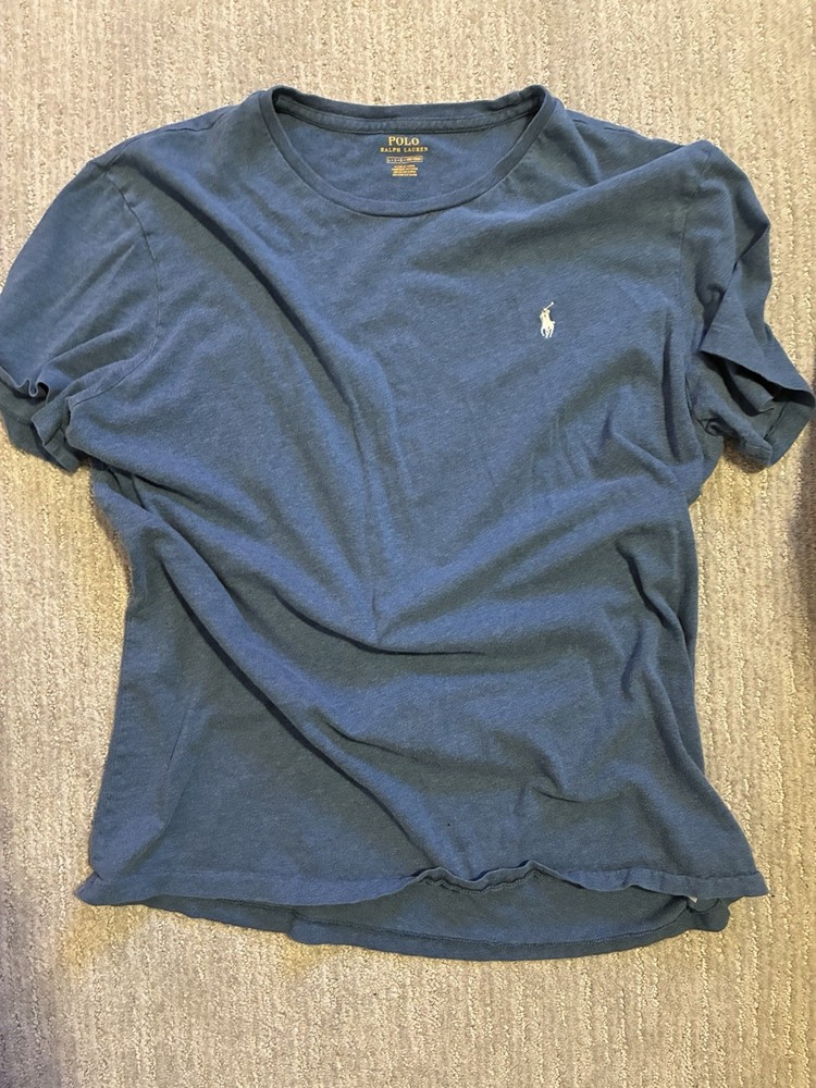 Polo Ralph Lauren Men's Blue Cotton Logo Crew Neck Short Sleeve T-Shirt Size L
