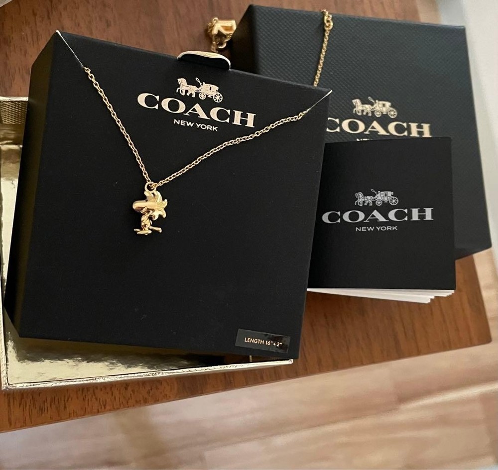 Coach Snoopy Peanuts Collaboration Woodstock Charm Necklace Gold No Box