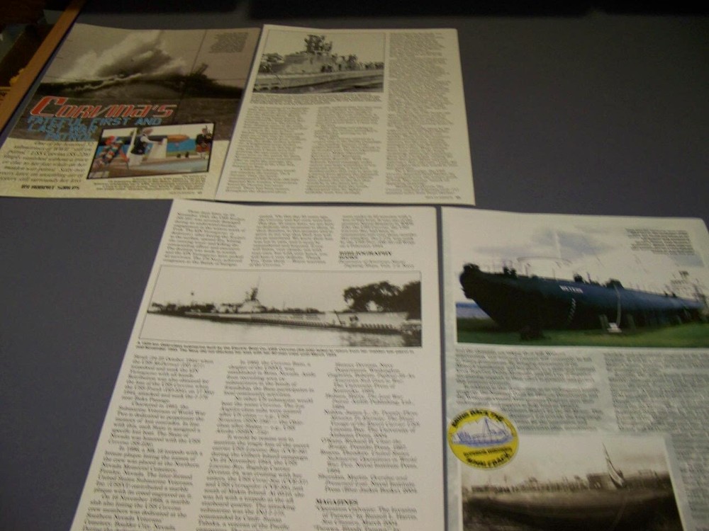 VINTAGE..USS CORVINA (SS-226) HISTORY..PHOTOS/HISTORY/DETAILS..RARE! (249U)