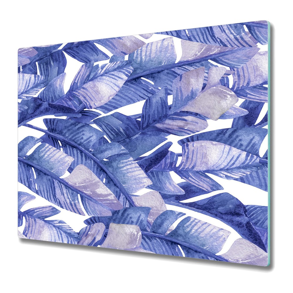 Glass Worktop Kitchen Chopping Board Blue banana leaves tropical Leaf Floral