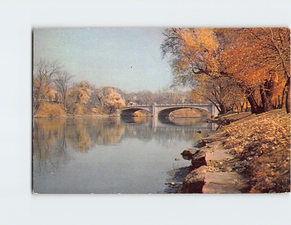 Postcard Leeper Park Bridge South Bend Indiana USA