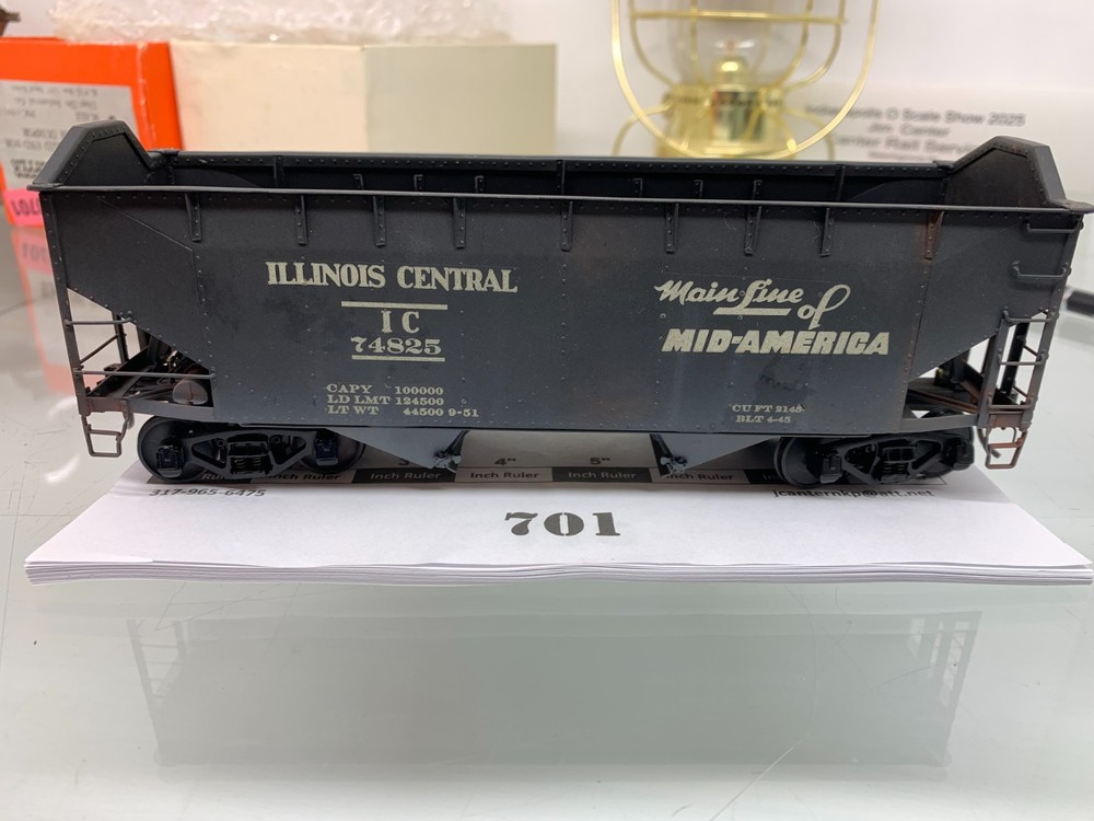 701 PSC 55 ton Twin Off-set Side Hopper Illinois Central Brass O Scale Proto 48