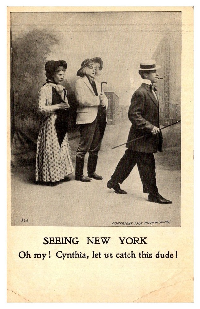 c1907 Silly Tourists In New York Comedy Vintage Postcard
