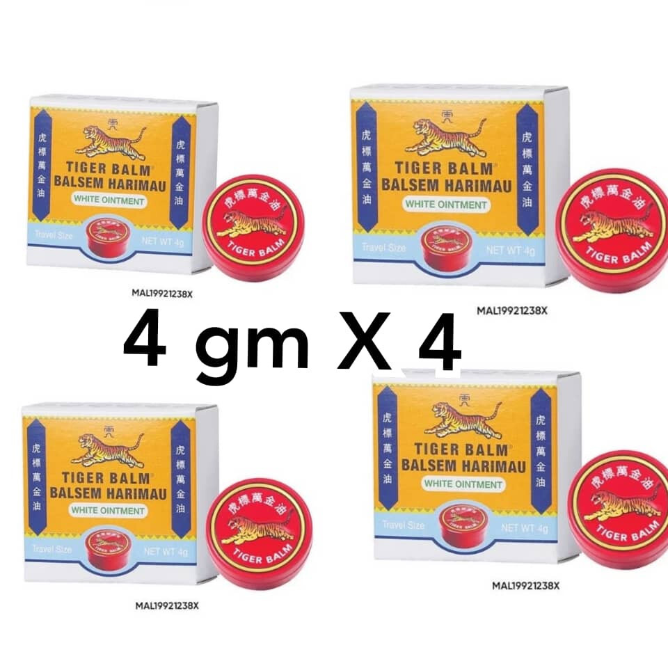 Original TIGER BALM White Ointment Headache & Nasal Congestion Travel Size 4gmX4