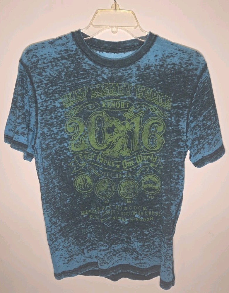 Disney Parks Men's Small 2016 Four Parks Lightweight Graphic T Shirt Mickey Tee