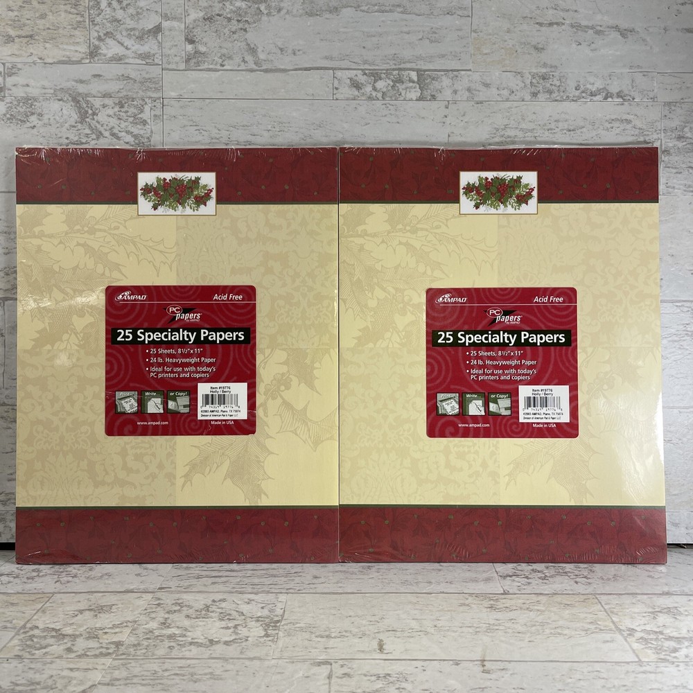 Ampad Set of 2 Acid Free Heavyweight Christmas Specialty Paper 8.5