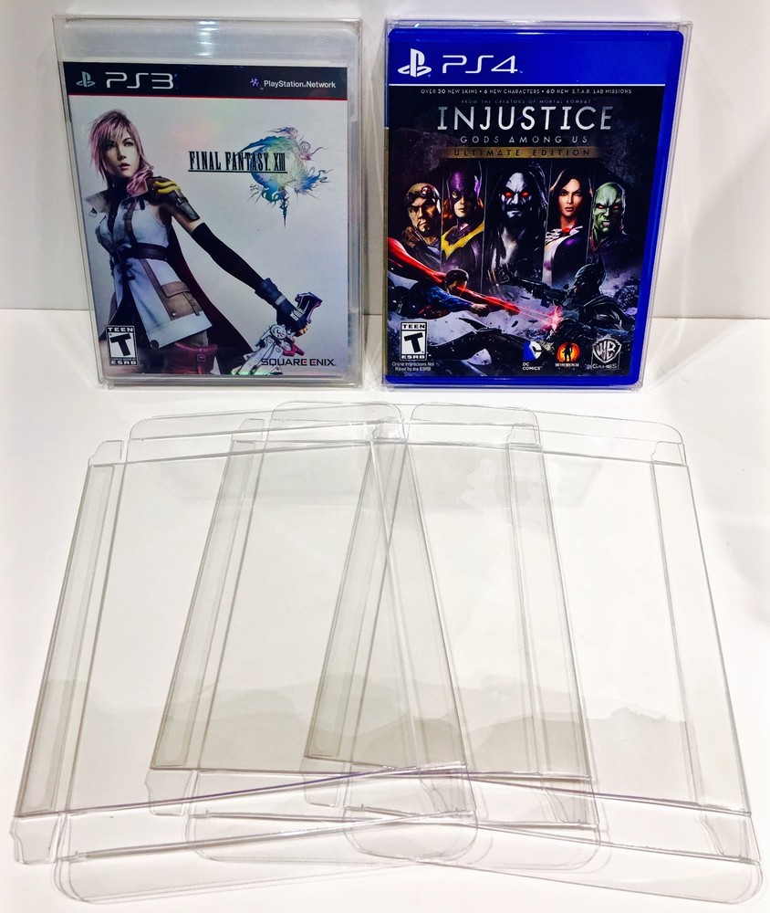 25 Box Protectors For PS3 PS4 Video Games   Clear Display Cases Playstation 3 4