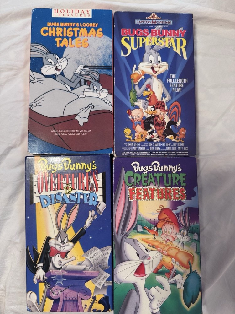 Bugs Bunny VHS Tapes, Lot Of 4;  1979-1991, Some Damage To Boxes, See Pics