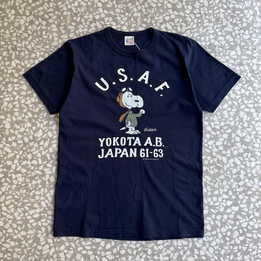 Buzz Rickson Peanuts Snoopy USAF Military T-Shirt Navy M Yokota Japan F/S