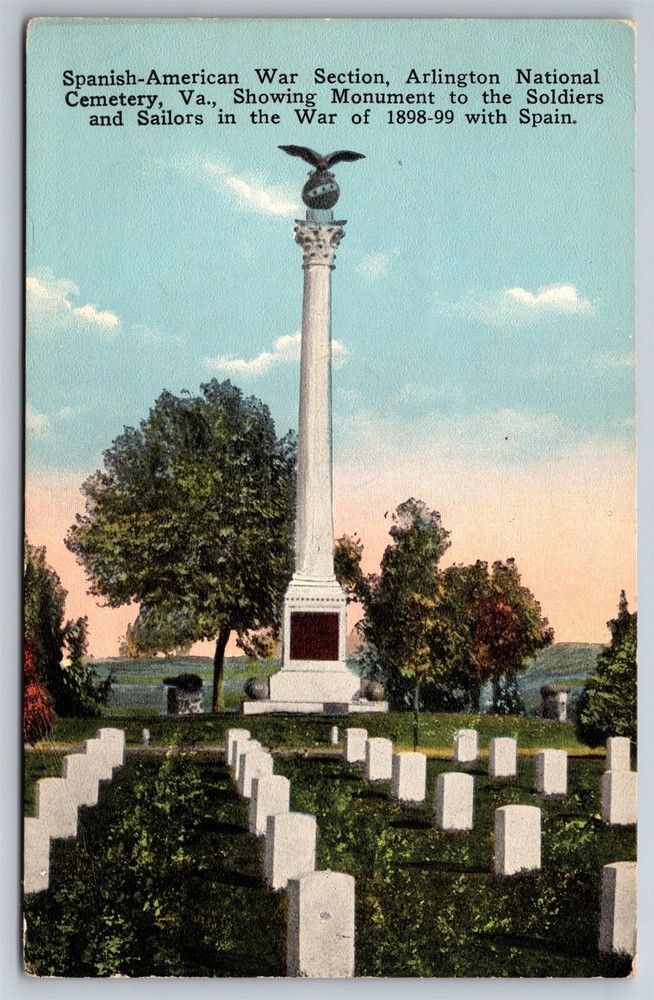 Arlington Nat5'l Cemetery Spanish American War Section VA C1920's Postcard P18