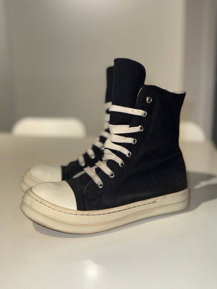 Rick Owens DRKSHDW Canvas Ramones High-Top Sneakers Size 39