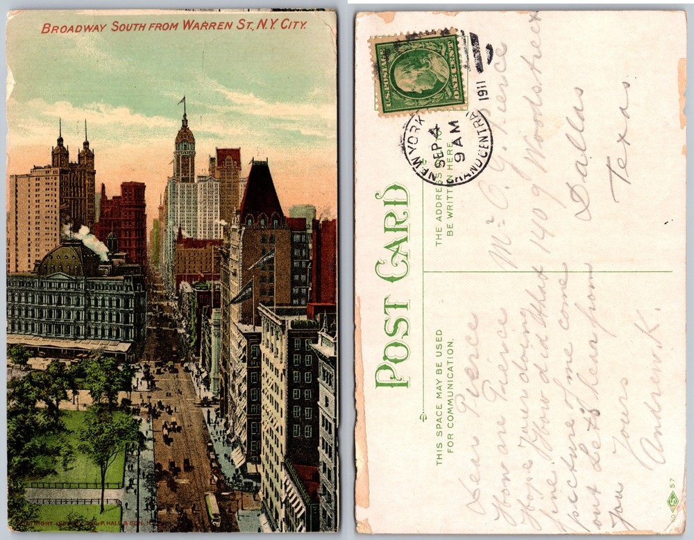 Broadway South New York NY Street Scene Postcard