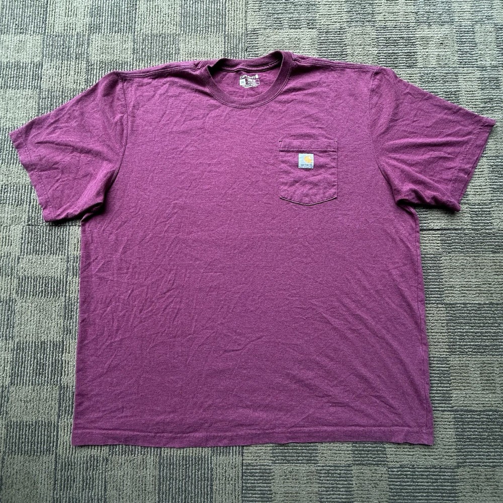 Carhartt Loose Fit Burgundy Pocket T-shirt Sz 2XL