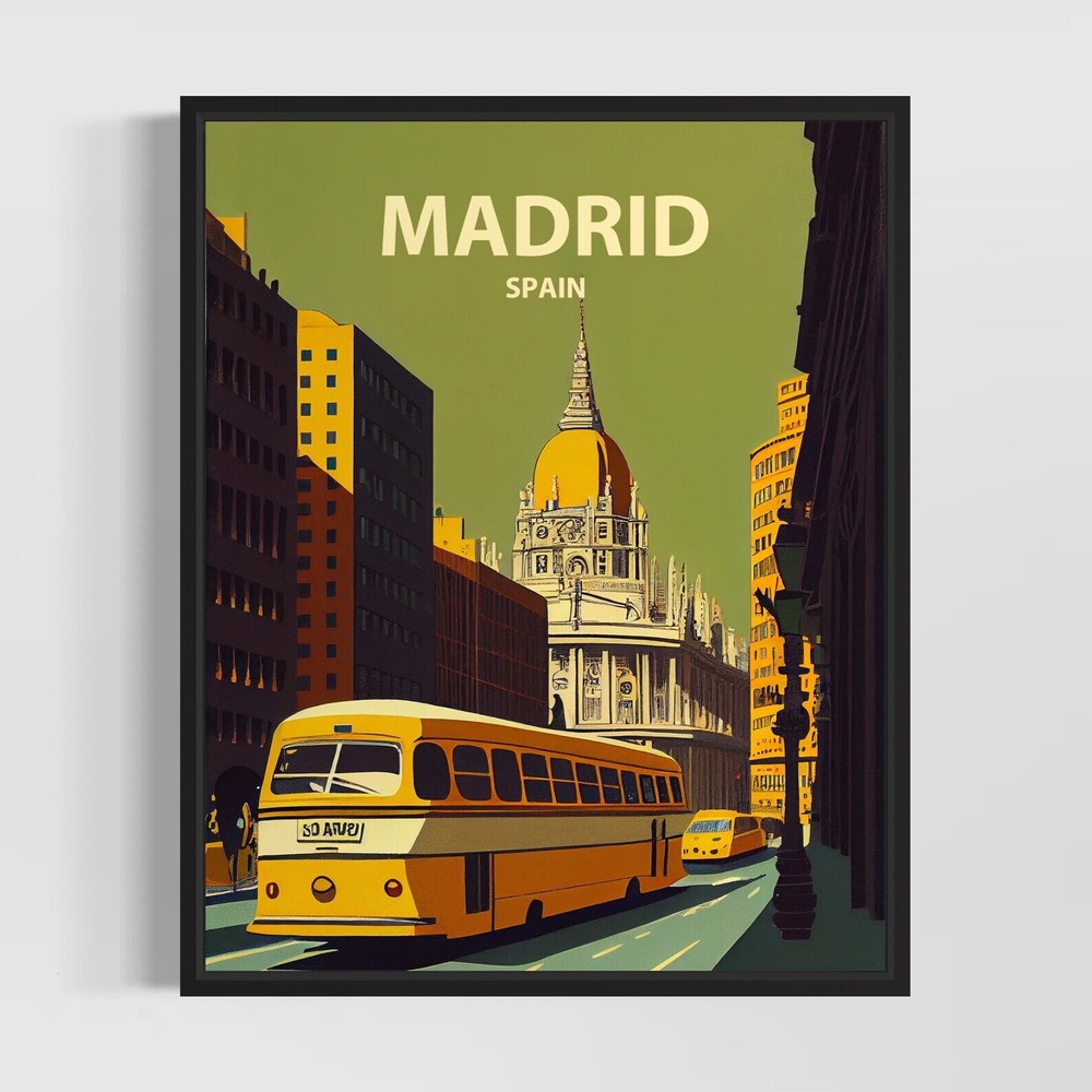 Madrid Spain Retro Art Print Madrid Wall Art Illustration Madrid Vintage
