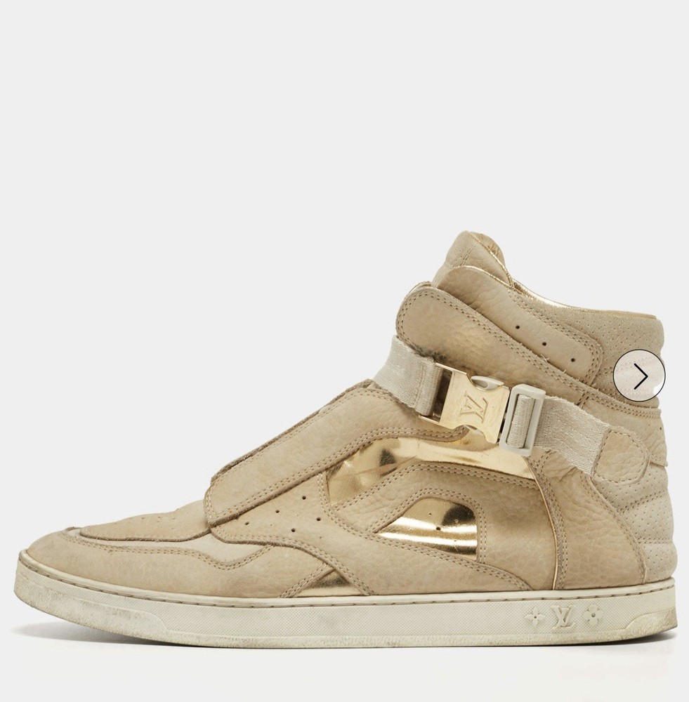 Louis Vuitton Beige/Gold Nubuck and Leather High Top Sneakers Size 37.5 (US 7)