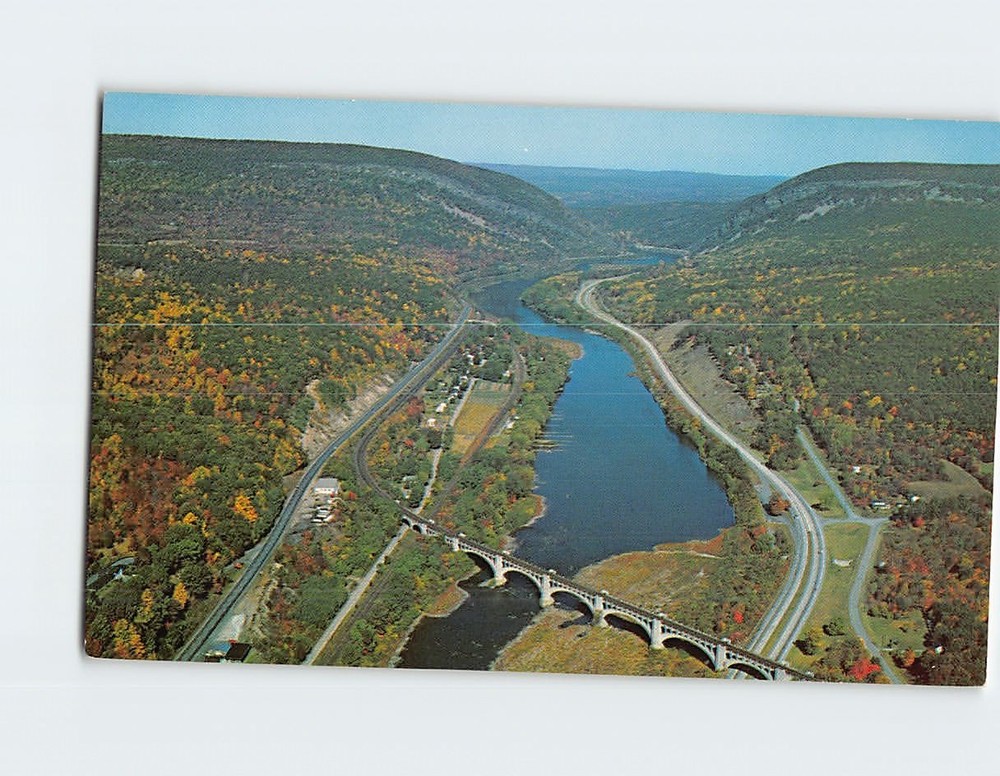Postcard Aerial View of Delaware Water Gap Pocono Mountains of Pennsylvania USA
