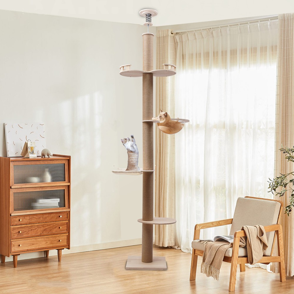 104-Inch Tall Cat Tree with Sisal Scratching Posts for Indoor Cats