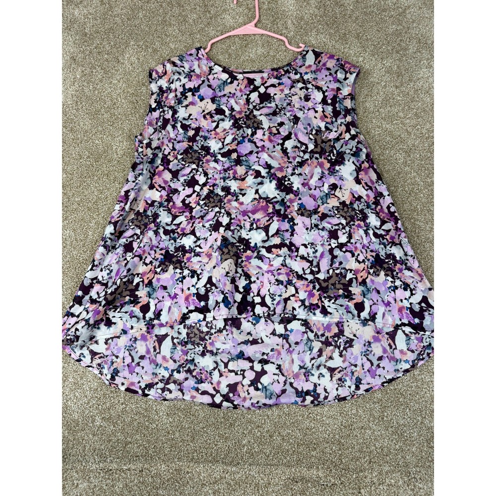 The Limited Womens Purple Abstract Floral Sleeveless High-Low Blouse Top Size M