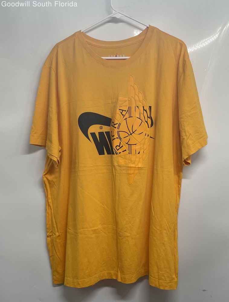 Nike Mens Yellow Black Air Jordan Wings Short Sleeve Graphic T-Shirt Size XXL