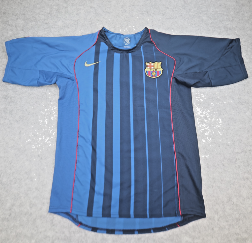 Vintage Barcelona Shirt Medium Blue Away Kit 2004 2005 Nike Soccer Jersey